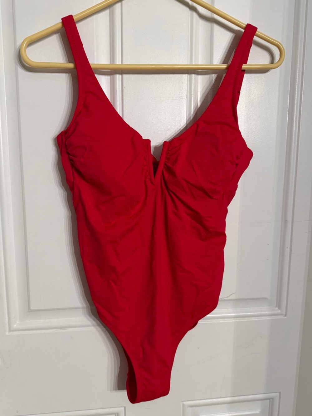 Red One-Piece V-Neck Swimsuit